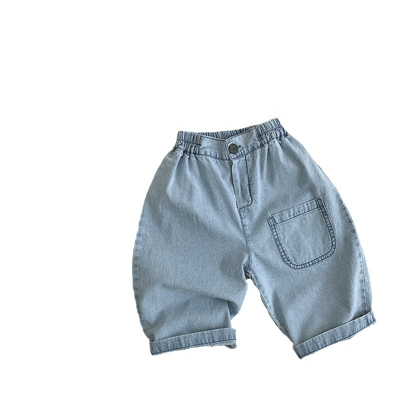 Pantaloni din denim pentru copii – atingere moale, talie elastică medie, 100% bumbac, unisex