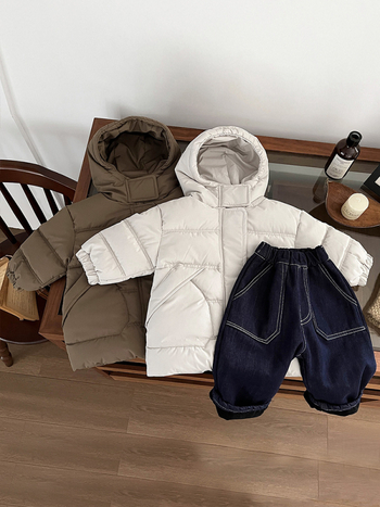 Jeans pentru copii, în stil coreean, căptușeală din fleece pentru iarnă, croială lejeră casual, bumbac 68,5%, talie elastică