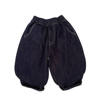 Blugi copii, stil coreean, bumbac 68,5%, talie medie cu curea elastică, vară, pentru copii 1–3 ani