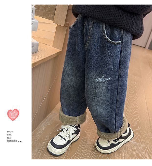 Blugi pentru fete, stil coreean, talie elastică, lungi, pentru iarnă