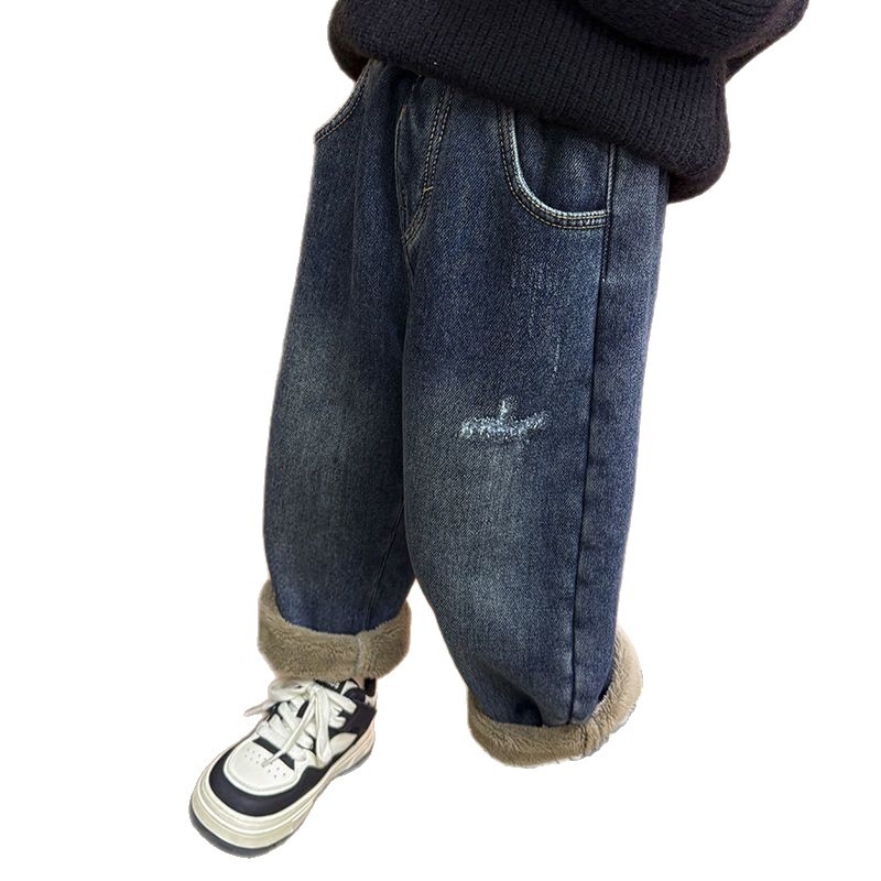 Blugi pentru fete, stil coreean, talie elastică, lungi, pentru iarnă