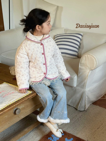 Laste džinspüksid laienenud silueti karikatuuride õmblusega, talvine veluurvooder, 86% puuvill, Korea-stiil põhieesmärk