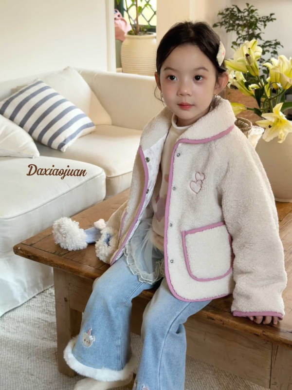 Laste džinspüksid laienenud silueti karikatuuride õmblusega, talvine veluurvooder, 86% puuvill, Korea-stiil põhieesmärk