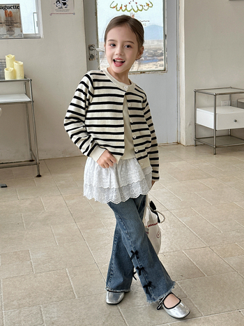 Дънки за момичета, casual деним от памук, средно повдигната талия, мека обработка, 50,9% памук, шарки: едноцветни, карикатури, букви