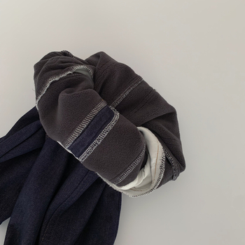 Детски дънки в корейски стил, памук 58,6% и регенерирано целулозно влакно, меко третиране, средна талия с ластичен колан, унисекс за деца 3-8 г, Зима 2025.