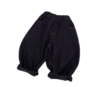 Детски дънки в корейски стил, памук 58,6% и регенерирано целулозно влакно, меко третиране, средна талия с ластичен колан, унисекс за деца 3-8 г, Зима 2025.
