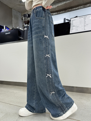 Детски дънкови джинси, свободен стил, деним, 85% памук, средна талия