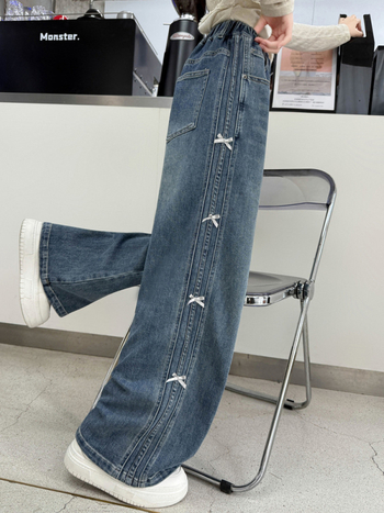 Детски дънкови джинси, свободен стил, деним, 85% памук, средна талия