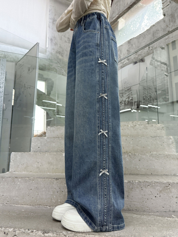 Детски дънкови джинси, свободен стил, деним, 85% памук, средна талия