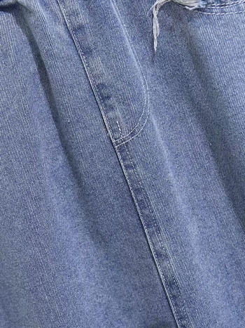 Mergaičių džinsinis A linijos sijonas, korėjietiškas stilius, poliesteris 45%, vientisas raštas, amžius 8+ metų (aukštis 140 cm+), vasara 2024