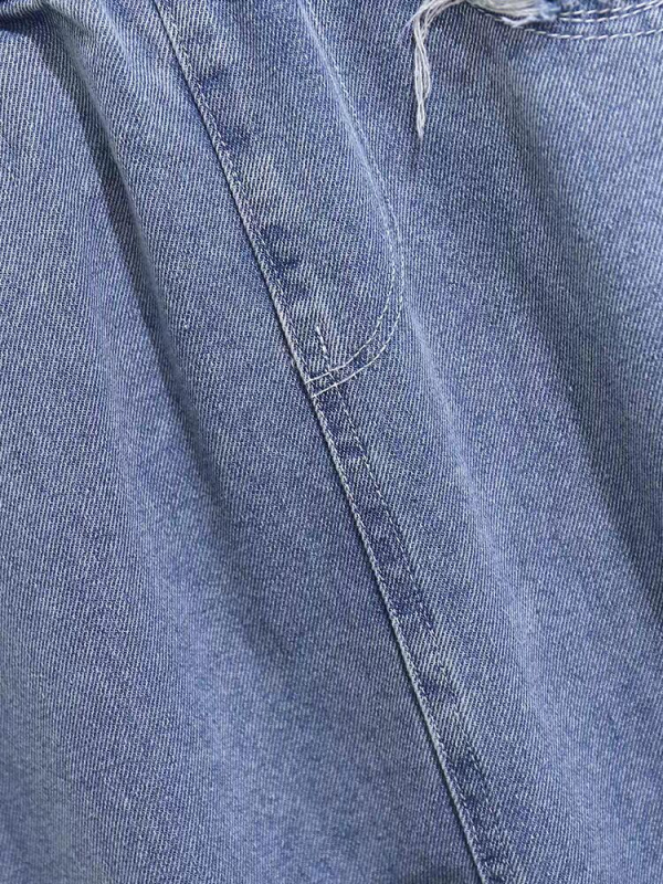 Mergaičių džinsinis A linijos sijonas, korėjietiškas stilius, poliesteris 45%, vientisas raštas, amžius 8+ metų (aukštis 140 cm+), vasara 2024