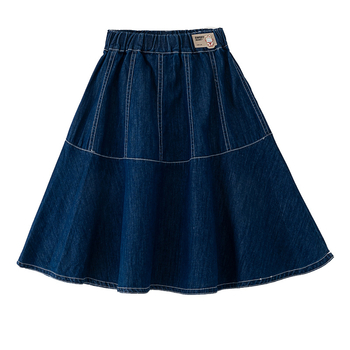 Mergaitėms džinsinė sijonė, Korėjos stiliaus, A-linijos siluetas, 85% medvilnė, 3–8 metų amžiaus