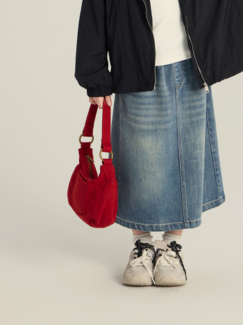 Mergaitėms džinsinis sijonas Korejos stiliaus su skylute, mikroelastinis džinsas, 80% medvilnė, 3–8 metų vaikams