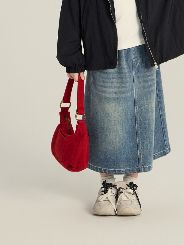 Mergaitėms džinsinis sijonas Korejos stiliaus su skylute, mikroelastinis džinsas, 80% medvilnė, 3–8 metų vaikams