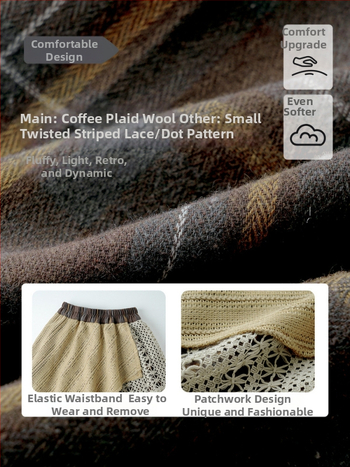 Vaikų netaisyklingo langelių sijonas iš švelnaus poliesterio audinio (69,8% poliesteris), 3–8 metų amžiui (100–140 cm), 2025 m. ruduo