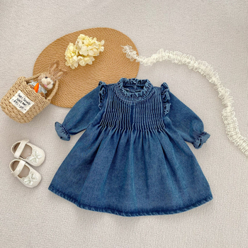 Engepapa Lányoknak készült A-vonalú ruha pamut-keverék anyagból, hosszú ujjú, tavasz 2025