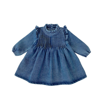 Engepapa Lányoknak készült A-vonalú ruha pamut-keverék anyagból, hosszú ujjú, tavasz 2025