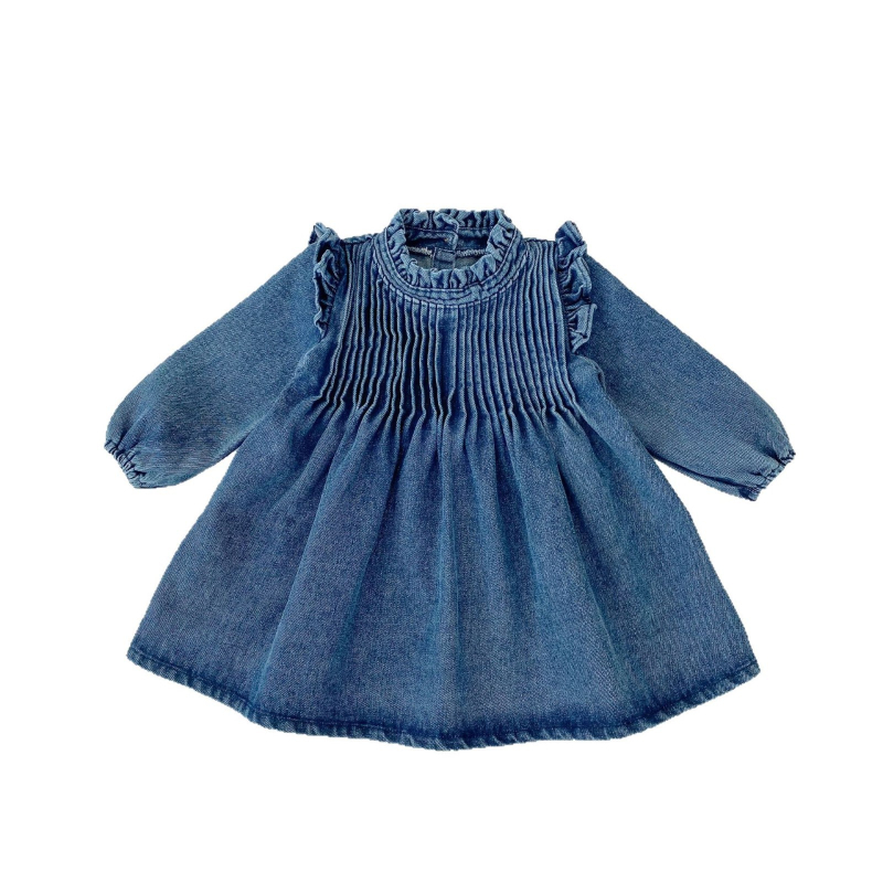 Engepapa Lányoknak készült A-vonalú ruha pamut-keverék anyagból, hosszú ujjú, tavasz 2025