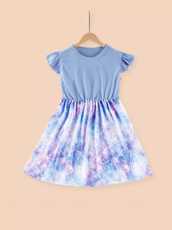 Детска лятна рокля за момичета, без ръкави, сладък стил, плат milk silk, А-линия рокля с карикатурен принт, за деца 1–3 години