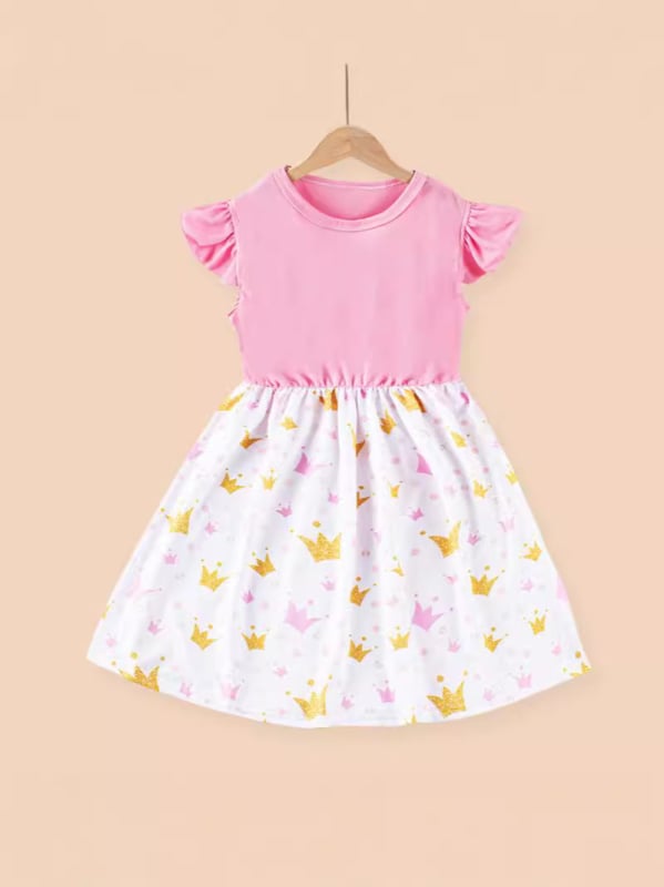 Детска лятна рокля за момичета, без ръкави, сладък стил, плат milk silk, А-линия рокля с карикатурен принт, за деца 1–3 години