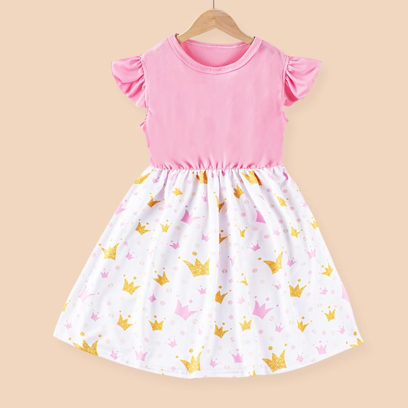 Детска лятна рокля за момичета, без ръкави, сладък стил, плат milk silk, А-линия рокля с карикатурен принт, за деца 1–3 години