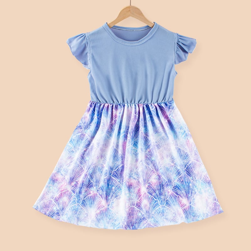 Детска лятна рокля за момичета, без ръкави, сладък стил, плат milk silk, А-линия рокля с карикатурен принт, за деца 1–3 години