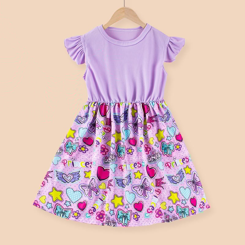 Детска лятна рокля за момичета, без ръкави, сладък стил, плат milk silk, А-линия рокля с карикатурен принт, за деца 1–3 години