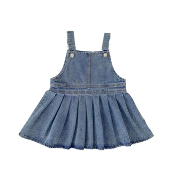 Gyerekeknek készült vállpántos pliszírozott szoknya, Koreai stílus, 66% pamut, 3–8 éveseknek, 2025 ősz