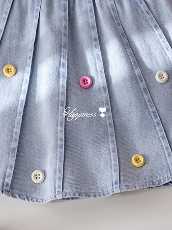 Vaikų klostuotas sijonas, korejiško stiliaus, medvilninis audinys (80% pagrindinis audinys), amžiaus grupei 3–8 metai