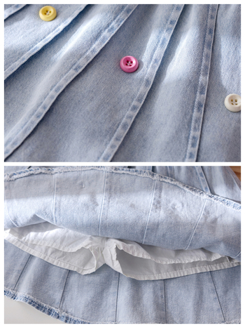 Vaikų klostuotas sijonas, korejiško stiliaus, medvilninis audinys (80% pagrindinis audinys), amžiaus grupei 3–8 metai