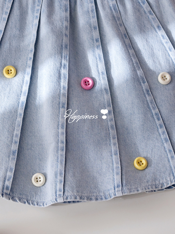 Vaikų klostuotas sijonas, korejiško stiliaus, medvilninis audinys (80% pagrindinis audinys), amžiaus grupei 3–8 metai