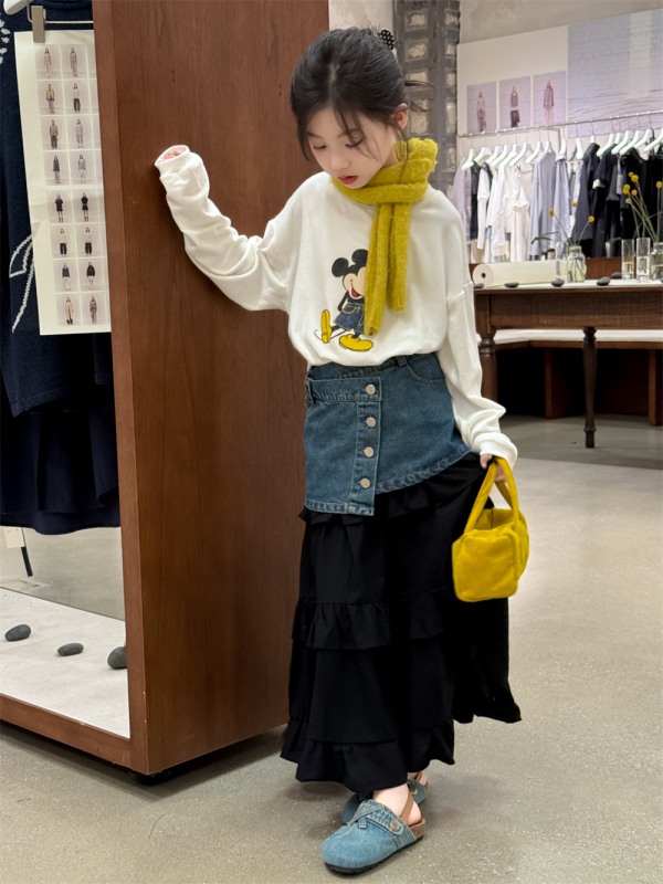 Korėjiečių versijos medvilninis dviejų dalių komplektas vaikams, vienodo rašto, nereguliarus kraštas, 8+ metų vaikams, vasara (rudenį 2025)