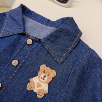 Fustă pentru fete, în linie A, din denim-cotton, vară 2025, căptușeală din bumbac, țesătură tratată moale, pentru fetițe 3–8 ani