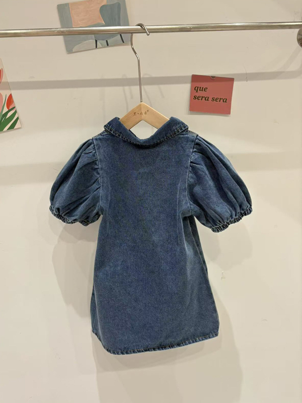 Dječja denimska suknja u korejskom stilu, pamučna tkanina, jednobojna, za uzrast 3–8 godina, ljeto 2025