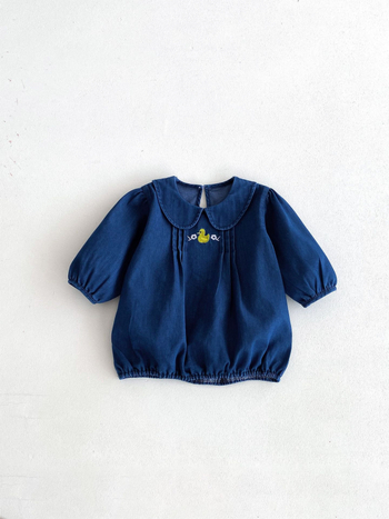 Mergaitei džinsinė suknelė su apykakle, princeso stilius, 95% džinsas, ruduo 2024