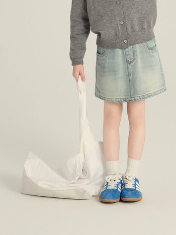 Mergaitėms džinsinis A linijos sijonas, Korėjos stiliaus, 88% medvilnė, 9% poliesteris, 3% viskozė, nylono pamušalas, amžius 3–8 metai