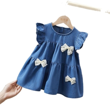 Rochie de vară pentru fete, stil coreean, fără mâneci, bumbac, croială în A, pentru copii 3–8 ani