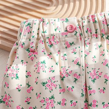 Vaikų sijonas Korėjietiško stiliaus su gėlių raštu, 90% medvilnės audinys, princės siluetas, medvilnės pamušalas