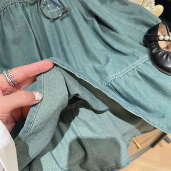 Korejiško stiliaus kūdikio suknelė iš triušio kailio audinio su petnešėlėmis, pavasario ir rudens laikotarpiui