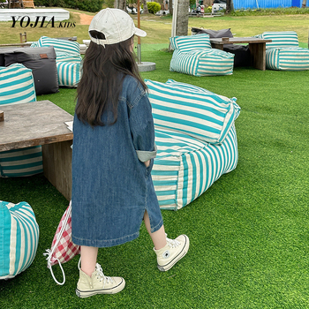 Vaikų medvilninė suknelė su nestandartine sijonų, trumpomis rankovėmis, 90% medvilnės, Pavasaris 2024