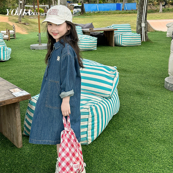 Vaikų medvilninė suknelė su nestandartine sijonų, trumpomis rankovėmis, 90% medvilnės, Pavasaris 2024