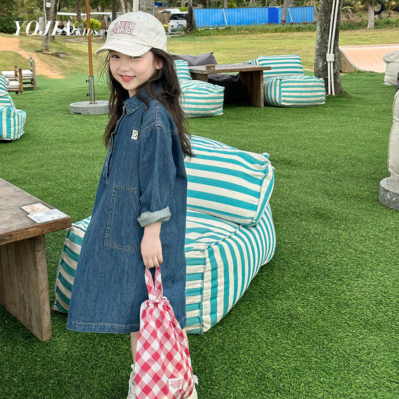 Vaikų medvilninė suknelė su nestandartine sijonų, trumpomis rankovėmis, 90% medvilnės, Pavasaris 2024