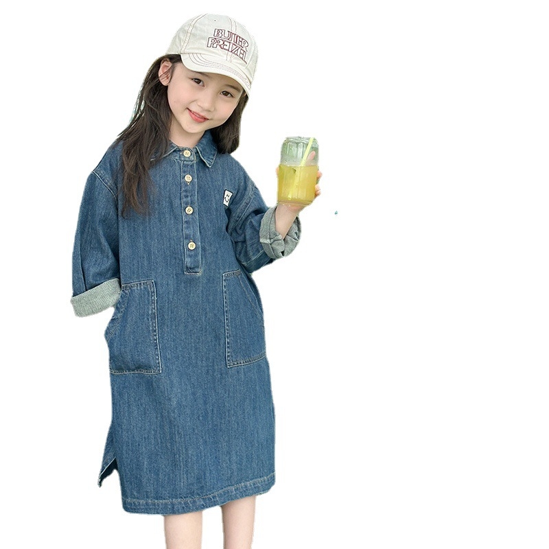 Vaikų medvilninė suknelė su nestandartine sijonų, trumpomis rankovėmis, 90% medvilnės, Pavasaris 2024