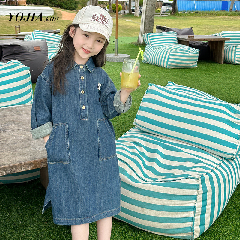 Vaikų medvilninė suknelė su nestandartine sijonų, trumpomis rankovėmis, 90% medvilnės, Pavasaris 2024