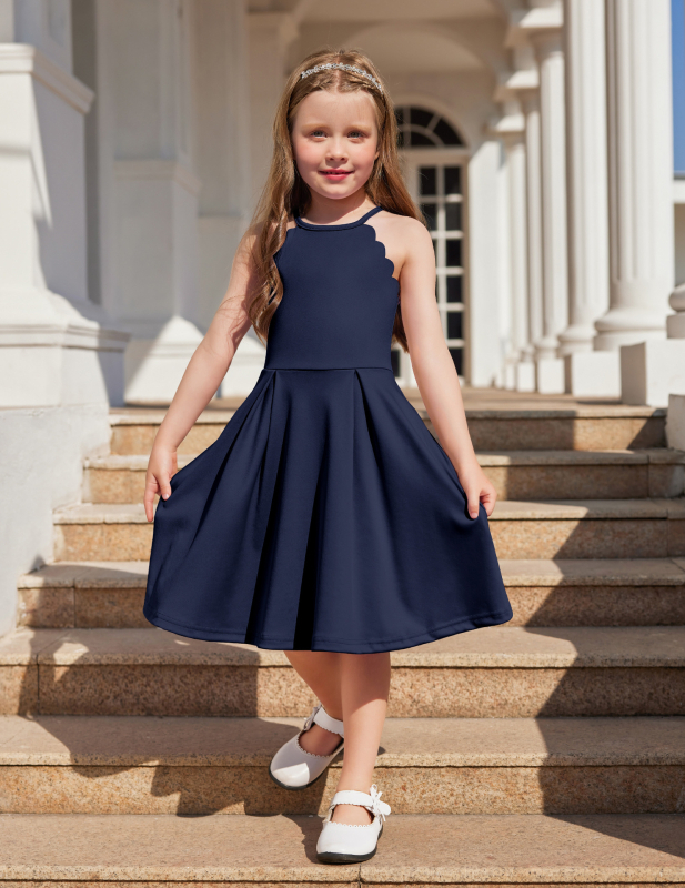 Princų stiliaus vaikų suknelė su A linijos siluetu, vienspalvė, audinys 95% poliesteris, 5% elastanas, vaikams nuo 3 iki 8 metų