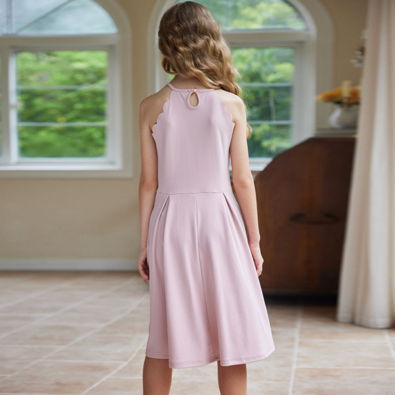 Princų stiliaus vaikų suknelė su A linijos siluetu, vienspalvė, audinys 95% poliesteris, 5% elastanas, vaikams nuo 3 iki 8 metų