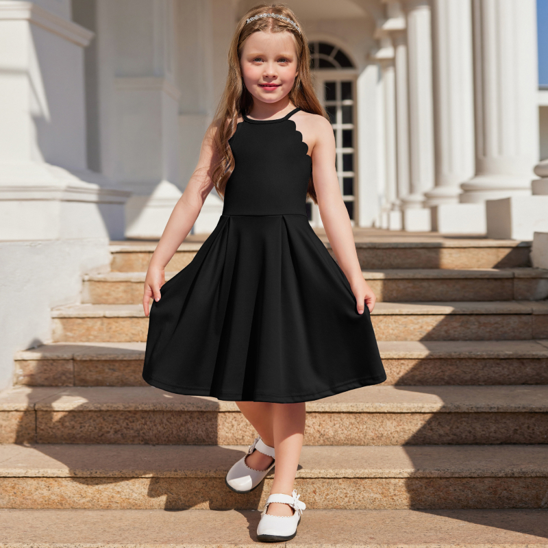 Princų stiliaus vaikų suknelė su A linijos siluetu, vienspalvė, audinys 95% poliesteris, 5% elastanas, vaikams nuo 3 iki 8 metų
