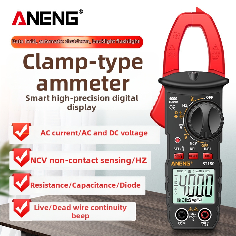 Skaitmeninis klampos matuoklis ANENG ST180, AC/DC matavimas, 600 V, 400 A, 40 MΩ, 4000 reikšmių