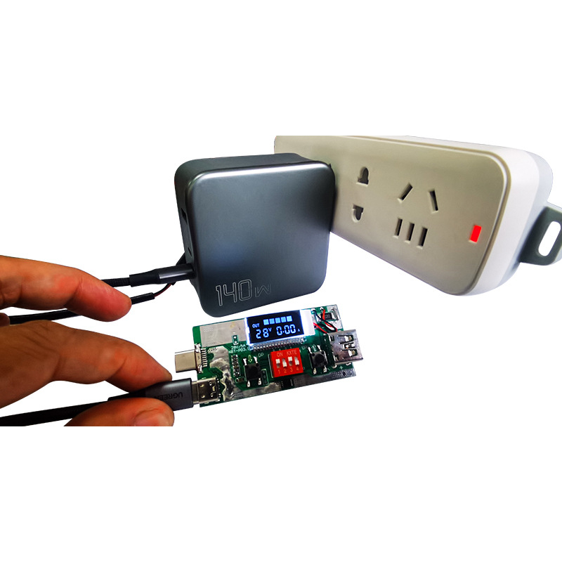 NBT-005 PD3.1 kiirlaadimise tester — PD3.1 protokolli lugemine, 28V, 5A, kuvab pinge ja voolu