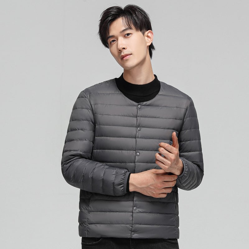 Vyrinė pūkinė striukė su balto antis pūku, 550 pūkų galia, vandeniui atspari, šaltis -50°C iki -20°C